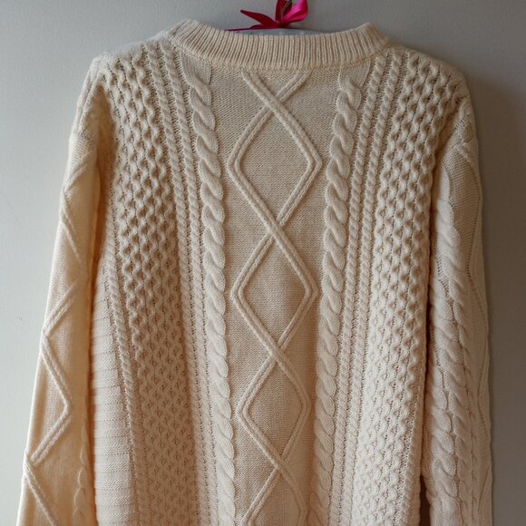 'ANRABESS' Oversized Cream Aran Style Sweater Size M-L NWT - Picture 3 of 10